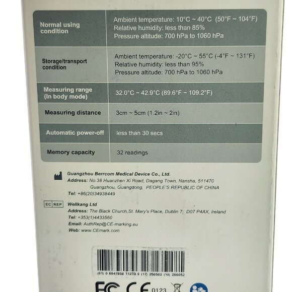 7x Berrcom Non-Contact Infrared Forehead Thermometer Model JXB-178 - Picture 10 of 10